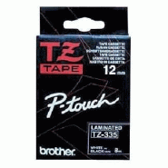 Ruban TZE7335 12mm - texte blanc sur fond noir - 8 mètres