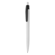 Stylo à bille en plastique - Corps blanc avec clip coloré - Encre bleue - Couleur noire - Poids 5.5g Stylo à bille en plastique - Corps blanc avec clip coloré - Encre bleue - Couleur noire - Poids 5.5g