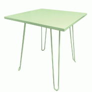 Table d'extérieur carrée Biscarosse 70x70cm en aluminium vert d'eau