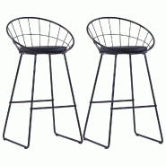 VidaXL Chaises De Bar Lot De 2 Noir Similicuir - noir 247276_0