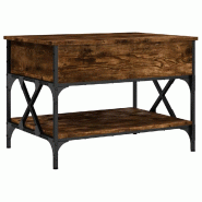 VidaXL Table basse chêne fumé 70x50x50 cm bois d'ingénierie et métal Modèle Symphonie Plus - 845353
