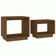 VidaXL Tables basses gigognes 2 pcs Marron miel Bois de pin massif Modèle Luna Prestige - 813528XL