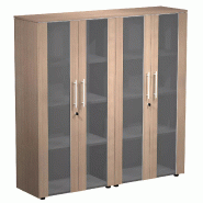 Armoire 4 portes verre fumé à serrure - 6 étagères - L. 163 x P. 43 x H. 158 cm So Flora - Frêne Noir_0