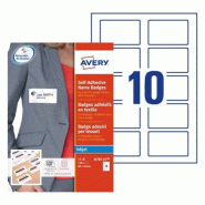 AVERY 150 badges adhésifs en textile blanc, format 80 x 50 mm (15 feuilles / cdt) - 5014702134333