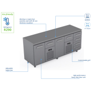 Comptoir réfrigéré en acier inoxydable -2000 × 660 × 900 mm - CST-20-10104 Comptoir réfrigéré en acier inoxydable -2000 × 660 × 900 mm - CST-20-10104
