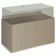 Comptoir T03 vitrine 4 Faces et MDF naturel+taupe - 120x60x93cm