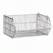 Corbeille fil empilable - acier zingué brillant - 48x50x33 cm - supporte jusqu'à 30kg