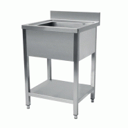Cuistance Plonge evier 1 bac avec sous tablette P600 mm - L800 mm - H950 mm - inox STSK086