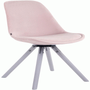 Décoshop26 - Chaise de salle à manger x1 chaise visiteur assise pivotant à 360° en velours rose piètement en bois ronde blanc 10_0007736 - blanc