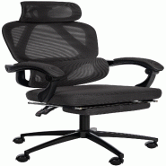 Décoshop26 - Fauteuil de bureau ergonomique avec appui-tête réglable soutien lombaire et repose-pieds extensible en maille noir BUR10706 - noir 300