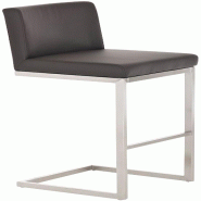 Décoshop26 - Tabouret de bar chaise haute contemporaine avec assise rembourrée PVC marron et piètement en acier inoxydable 10_0006330 - marron inox