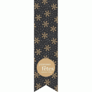 Etiquettes cadeau adhésives "Joyeuses fêtes" noir et or 35x135mm - par 200