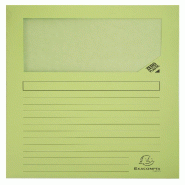 Exacompta - Réf. 50153E - Paquet de 100 chemises à fenêtre sans plastique SUPER 160 g/m² - dim 22 x 31 cm pour A4 - vert clair - vert en carton 50153E