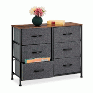 Helloshop26 - Commode avec 6 tiroirs rangement élégant style industriel entrée salon 140 x 40 x 80 cm en bois noir 13_0012820 - noir métal 3000246 Helloshop26 - Commode avec 6 tiroirs rangement élégant style industriel entrée salon 140 x 40 x 80 cm en bois noir 13_0012820 - noir métal 3000246