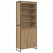 Helloshop26 - Lot de 2 armoires hautes rectangulaires modernes pour salon 79 x 36 x 200 cm en bois d'ingénierie chêne artisan 02_0056108 - Bois mass