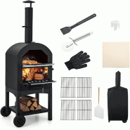 Helloshop26 - Lot de four à pizza mobile 49,4 x 37 x 165 cm multifonction et portable design en fer noir - 3000233604249 Helloshop26 - Lot de four à pizza mobile 49,4 x 37 x 165 cm multifonction et portable design en fer noir - 3000233604249