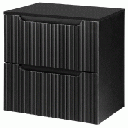 Helloshop26 - Meuble sous lavabo salle de bain rangement design avec 2 tiroirs 61 x 60 x 40 cm noir - noir métal 3000224989539