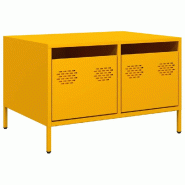 Helloshop26 - Meuble TV style industriel avec 2 tiroirs 68 x 50 x 43 cm en acier laminé à froid jaune moutarde 02_0049731 - jaune acier 3000235985681