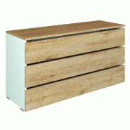 Meuble Cage blanc 3 tiroirs 120x42x62cm chêne clair