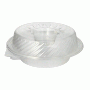 Papstar 25 bols traiteur et à salade avec couvercle charnière PP rond 950 ml 9,2 cm x 22 cm x 21,5 cm avec compartiment à sauce - transparent plast