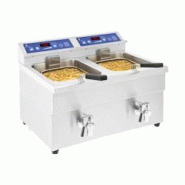 Royal Catering Double Friteuse à Induction Electrique Professionnelle RCIF-10DB (2x10L, 2x 3.500W, 60-190°C, avec robinet de vidange, avec minuterie