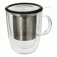 Secret de Gourmet - Tasse avec théière à double paroi Cléa 30 cl en verre - transparent JJ5196 Secret de Gourmet - Tasse avec théière à double paroi Cléa 30 cl en verre - transparent JJ5196