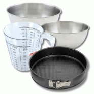 Set pâtisserie avec moule à manqué 24 cm, 2 bols à mixer, verre mesureur et spatule Zenker - noir métal 3176239937374