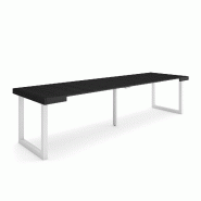 SKRAUT HOME Table console extensible, 300, Pour 14 personnes, Pieds bois massif, Noir - noir Bois manufacturé 378_6