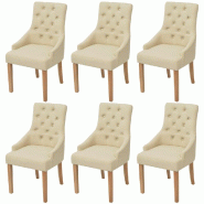 VidaXL Chaises à manger lot de 6 crème tissu Modèle Jardin Pro - 274426