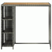 VidaXL Table de bar avec rangement Gris 120x60x110 cm Résine tressée Modèle Sirius Factory - 313479