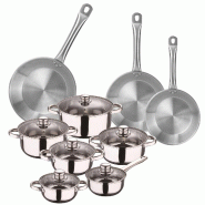 WellHome - Batterie de Cuisine avec Set de 3 Poêles en Acier Inoxydable ø20/24/28cm, Compatibles Induction et SANS Revêtement Antiadhésif - inox P