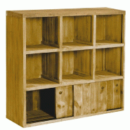 Buffet bas Westside pin vieilli 6 cases 2 portes coulissantes L119x P39xH110cm -