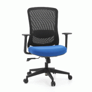 Chaise de bureau / chaise pivotante SEDITO Assise en tissu / dossier en tissu maillé noir / bleu hjh OFFICE - bleu polyester 751022 Chaise de bureau / chaise pivotante SEDITO Assise en tissu / dossier en tissu maillé noir / bleu hjh OFFICE - bleu polyester 751022