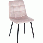 Décoshop26 - Chaise de salle à manger x1 coutures décoratives carrées en tissu velours rose et métal noir 10_0002132 - noir 3000250854108 Décoshop26 - Chaise de salle à manger x1 coutures décoratives carrées en tissu velours rose et métal noir 10_0002132 - noir 3000250854108