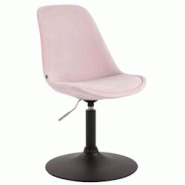 Décoshop26 - Chaise de salle à manger x1 pivotante hauteur réglable en velours rose et pied trompette en métal noir 10_0003501 - noir 3000251616989 Décoshop26 - Chaise de salle à manger x1 pivotante hauteur réglable en velours rose et pied trompette en métal noir 10_0003501 - noir 3000251616989
