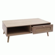 Décoshop26 - Table basse table d'appoint avec tiroir kubu rotin bois mélamine 37 x 110 x 59 cm aspect chêne 04_0008449 - 3000262567508 Décoshop26 - Table basse table d'appoint avec tiroir kubu rotin bois mélamine 37 x 110 x 59 cm aspect chêne 04_0008449 - 3000262567508