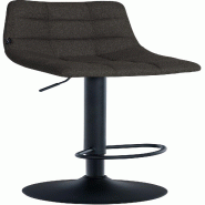 Décoshop26 - Tabouret de bar x1 moderne en tissu gris foncé motif matelassé piètement trompette métal noir 10_0005644 - gris métal 3000265133663