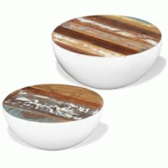 Helloshop26 - Ensemble de 2 tables basses Forme de bol bois de récupération blanc 02_0042093 - 3000213648454 Helloshop26 - Ensemble de 2 tables basses Forme de bol bois de récupération blanc 02_0042093 - 3000213648454