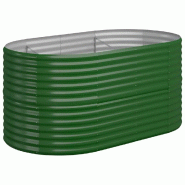 Helloshop26 - Lit surélevé de jardin ovale grand espace extérieur 152 x 80 x 68 cm en acier galvanisé vert 02_0046571 - vert acier 3000234310194