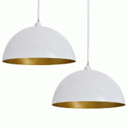 Helloshop26 - Lot de 2 plafonniers semi-sphériques réglables salon 35 x 17 cm en métal blanc 02_0046243 - blanc métal 3000234122933