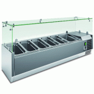 KLIMAITALIA Vitrine réfrigérée en acier inoxydable avec superstructure en verre. Thermomètre digital. Dégivrage automatique. Température +2°C/+