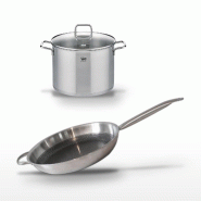 Lot Poêle en acier inoxydable 32cm et Faitout 26cm Elo Relief Solution - gris 3176239958669