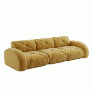 Merax Canapé modulable 3 places, canapé nuage avec accoudoirs ronds, chenille douce, sans cadre près du sol, canapé lounge, jaune - jaune multi-ma