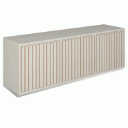 Meuble Vertigo T03 2 portes 2 tiroirs MDF naturel et noyer clair 180x47x60 cm
