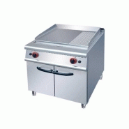 Plancha gaz double sur placard 2/3 lisse et 1/3 rainurée Plancha gaz double sur placard 2/3 lisse et 1/3 rainurée