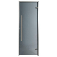 Porte pour hammam premium 90 x 190 cm poign?E verticale teint? Gris