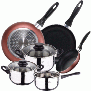 San Ignacio - Batterie de cuisine 16/18/20 cm en acier inoxydable avec ensemble de poêles 16/20/24 cm en aluminium embouti compatibles induction - mu