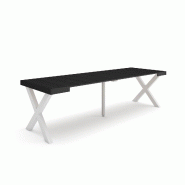 SKRAUT HOME Table console extensible, 260, Pour 12 personnes, Pieds bois massif, Noir - noir Bois manufacturé 375_6