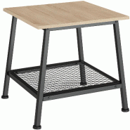 Tectake Table d’appoint BEDFORD 45,5x45x47cm - Bois clair industriel, Chêne Sonoma - 404268 - marron Bois manufacturé 404268