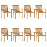 VidaXL Chaises De Jardin Empilables 8 Pcs Bois De Teck Solide - 3073209 VidaXL Chaises De Jardin Empilables 8 Pcs Bois De Teck Solide - 3073209